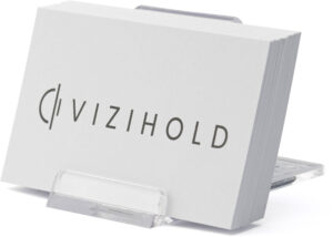 vizihold podstawka na wizytówki z białymi wizytówkami