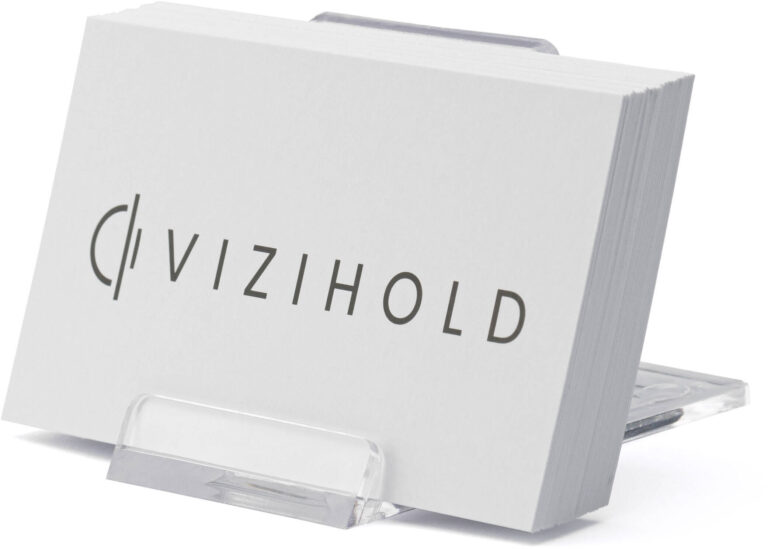 vizihold podstawka na wizytówki z białymi wizytówkami